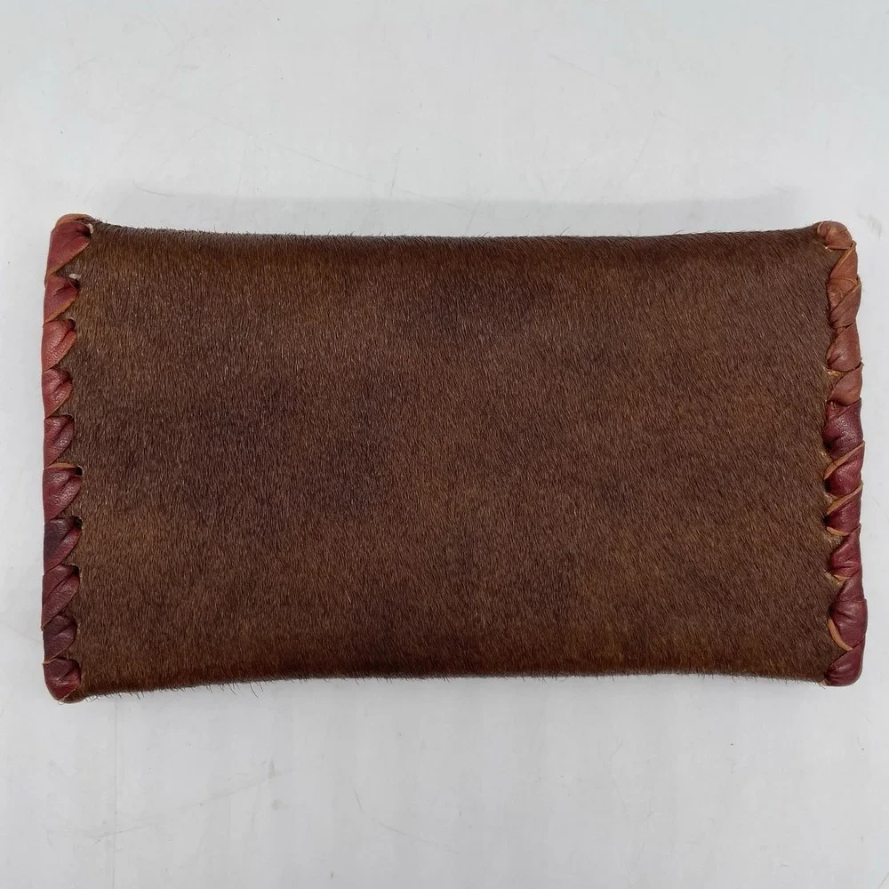 Vintage Native American Womens‎ Wallet Handmade Cowhide Beaded Vegetable Dyed